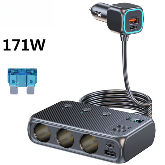 C29 car cigarette lighter one for three with switch 6-port usb171W high-power qc3.0 fast charging car charger