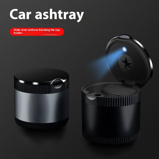 High-end car ashtray, high-end car interior with lid and light, multi-function small personality creative car supplies
