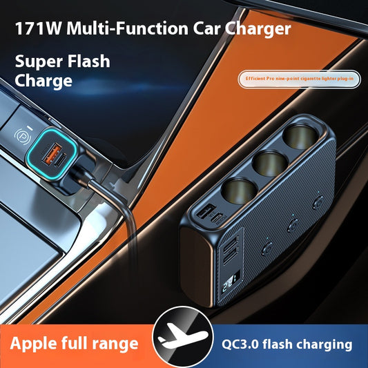C29 car cigarette lighter one for three with switch 6-port usb171W high-power qc3.0 fast charging car charger